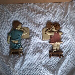 1966 sexton girl and boy wall hangings
